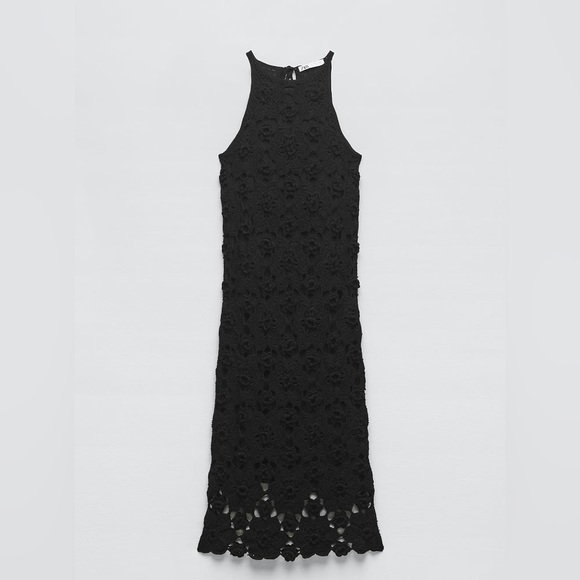 NWT ZARA BLACK CROCHET KNIT DRESS SPECIAL EDITION XS-S - Picture 5 of 6
